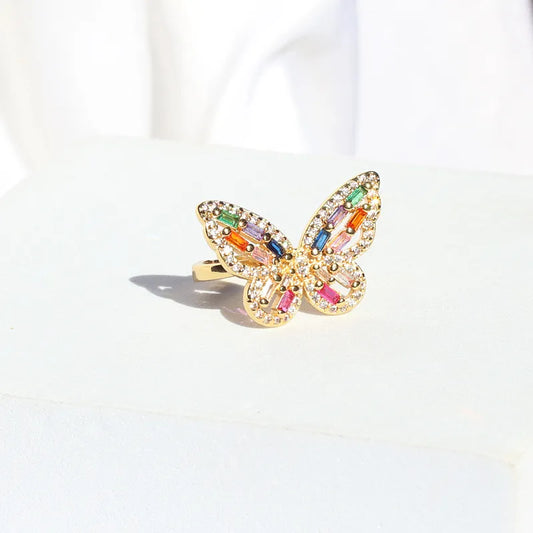 Rainbow Butterfly Adjustable Ring