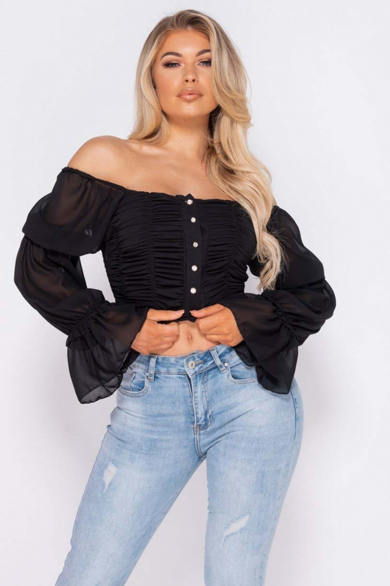 Forever Yours Off The Shoulder Ruched Blouse