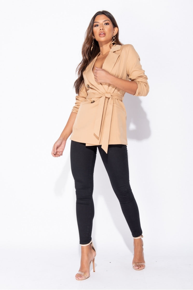 City Girl Double Breasted Blazer - Camel