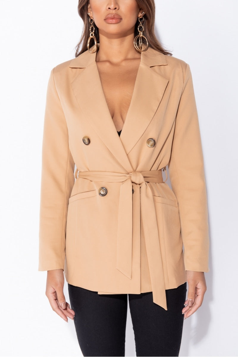 City Girl Double Breasted Blazer - Camel