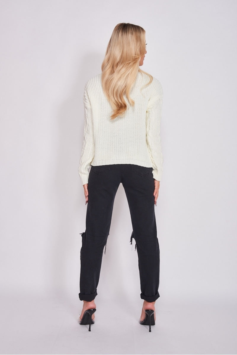 Empress Cable Knit Cardigan - Cream