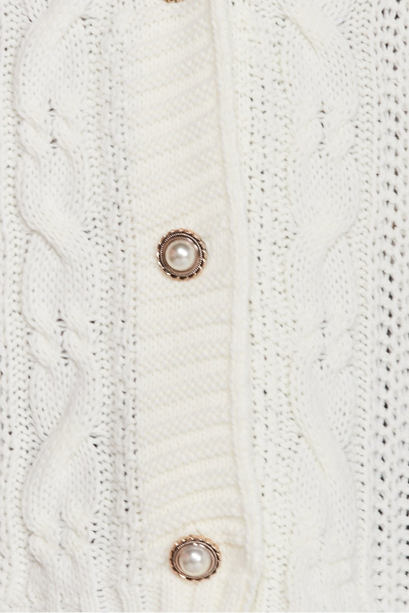 Empress Cable Knit Cardigan - Cream