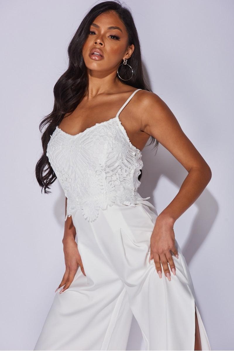 Lace and Luxury Jumpsuit - White - Empress Couture Boutique