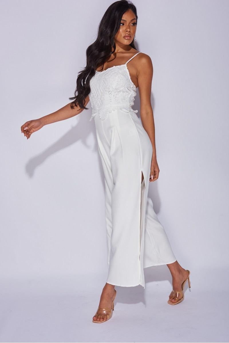 Lace and Luxury Jumpsuit - White - Empress Couture Boutique
